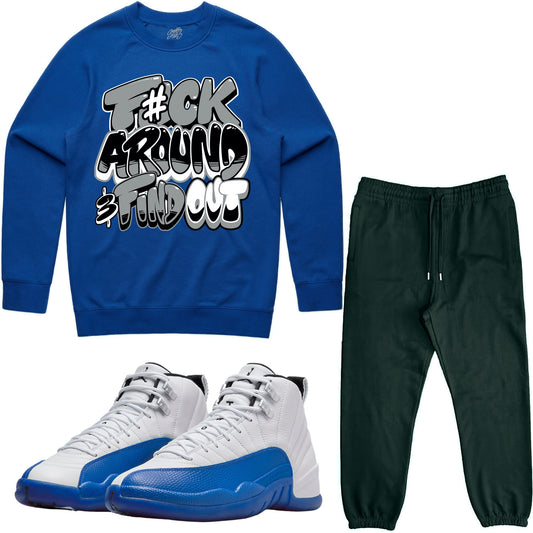 Blueberry 12s Sneaker Outfit - Sweater & Jogger Sweat Suit - F#ck