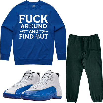 Blueberry 12s Sneaker Outfit - Sweater & Jogger Sweat Suit - FAK47