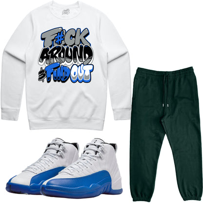 Blueberry 12s Sneaker Outfit - Sweater & Jogger Sweat Suit - F#ck