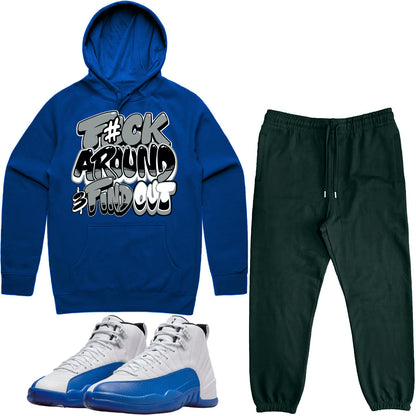 Blueberry 12s Sneaker Outfit - Hoodie & Jogger Sweat Suit - F#ck