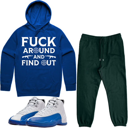 Blueberry 12s Sneaker Outfit - Hoodie & Jogger Sweat Suit - FAK47