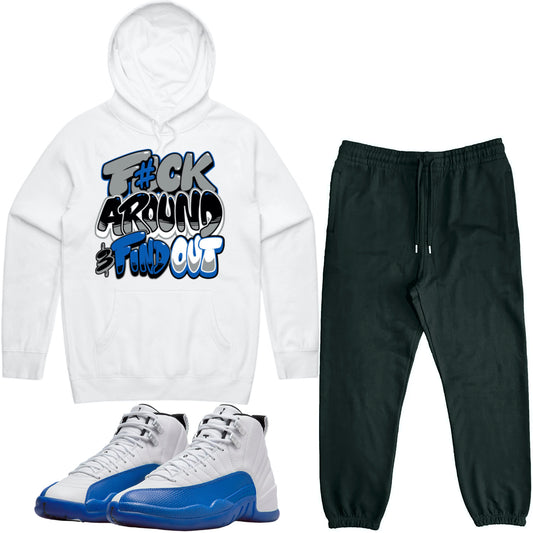 Blueberry 12s Sneaker Outfit - Hoodie & Jogger Sweat Suit - F#ck