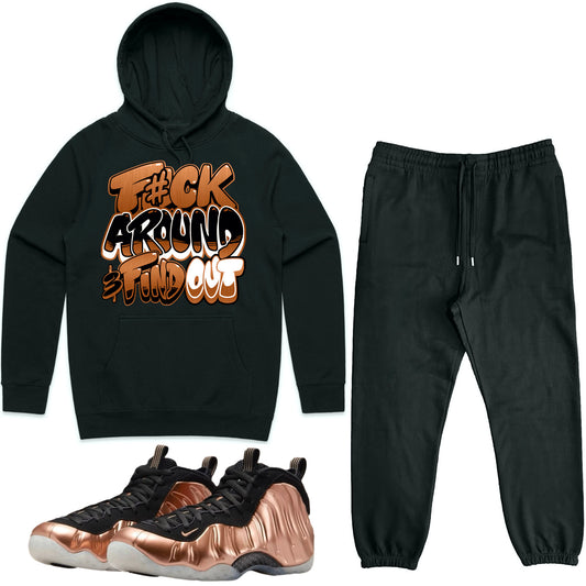 Copper Foamposites Sneaker Outfit - Hoodie & Jogger Sweat Suit - F#ck