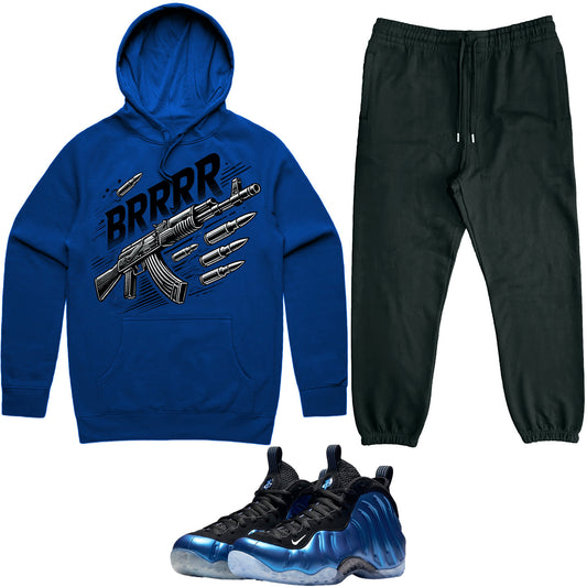 International Blue Royal Foamposite Sneaker Outfit - Hoodie & Jogger Sweat Suit - Brrr