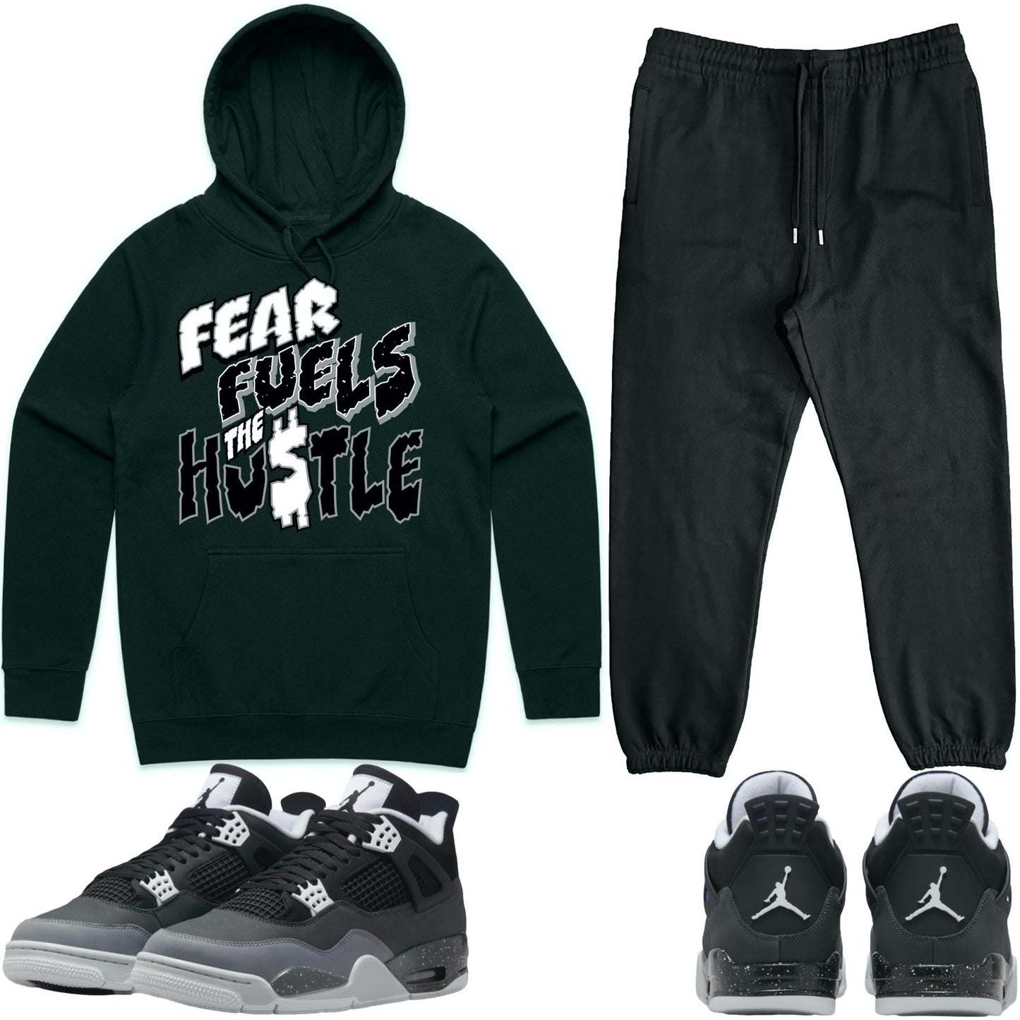 Fear 4s Sneaker Outfit - Hoodie & Jogger Sweat Suit - Fear Hustle