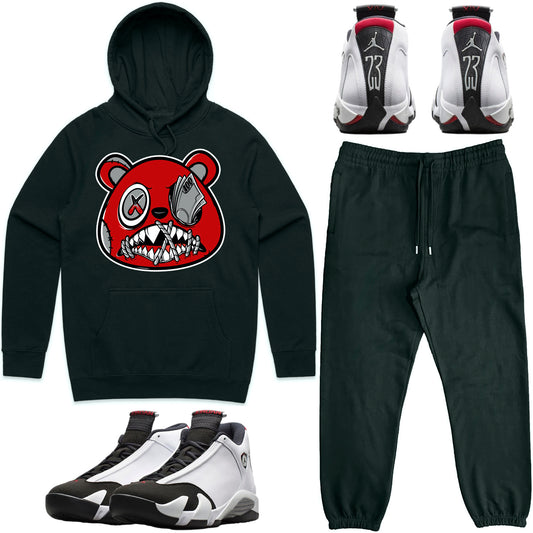 Black Toe 14s Sneaker Outfit - Hoodie & Jogger Sweat Suit - Money Talks Baws