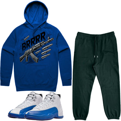 Blueberry 12s Sneaker Outfit - Hoodie & Jogger Sweat Suit - Brrr