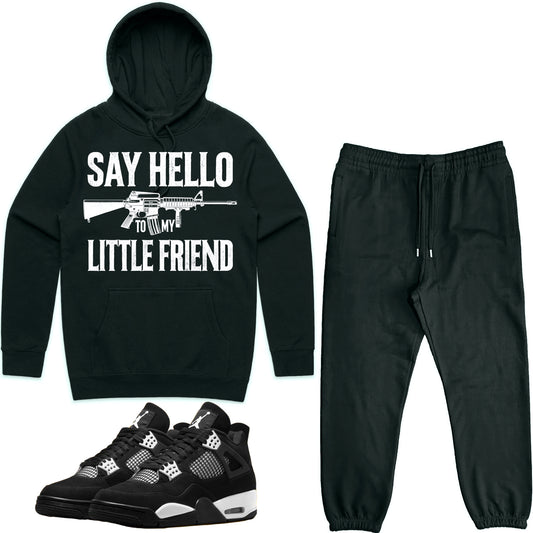 White Thunder 4s Sneaker Outfit - Hoodie & Jogger Sweat Suit - Little Friend