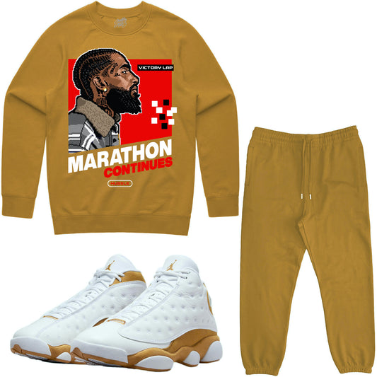 Wheat 13s Sneaker Outfit - Sweater & Jogger Sweat Suit - Victory