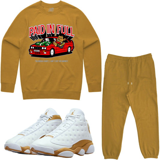 Wheat 13s Sneaker Outfit - Sweater & Jogger Sweat Suit - Paid