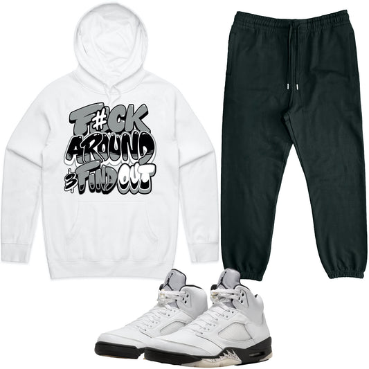 Jordan 5 Reverse Metallic 5s Sneaker Outfit - Hoodie & Jogger Sweat Suit - F#ck