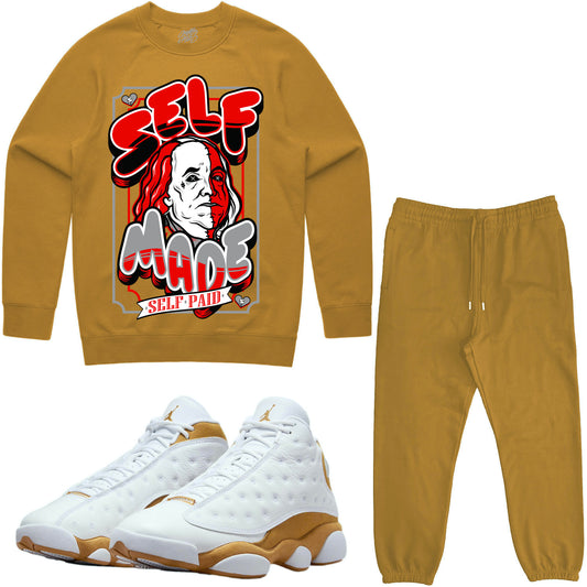 Wheat 13s Sneaker Outfit - Sweater & Jogger Sweat Suit - Self Made