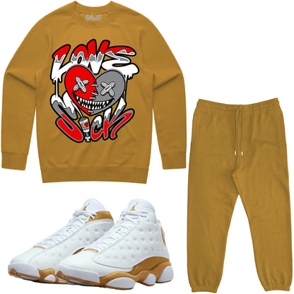 Wheat 13s Sneaker Outfit - Sweater & Jogger Sweat Suit - Love Sick Baws