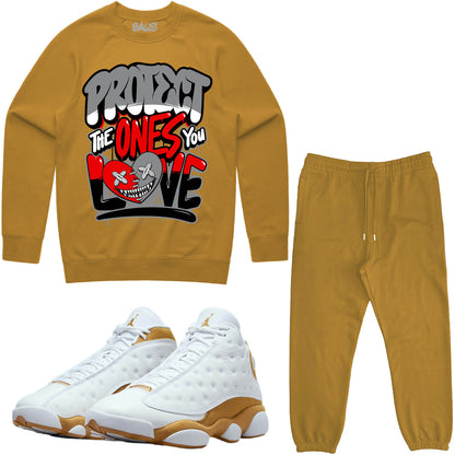 Wheat 13s Sneaker Outfit - Sweater & Jogger Sweat Suit - Protect Baws