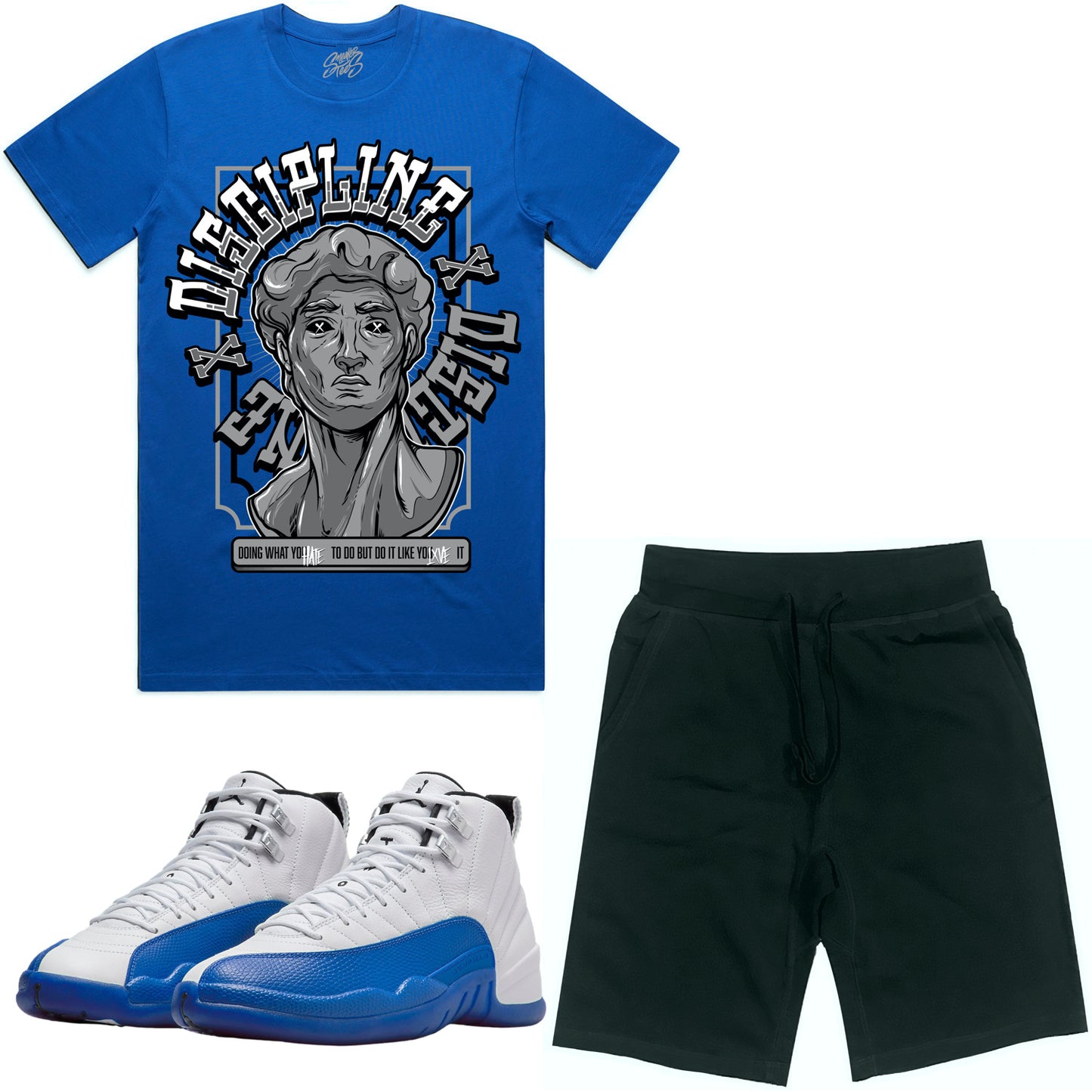 Blueberry 12s Sneaker Outfit - Shirt and Shorts - Discipline