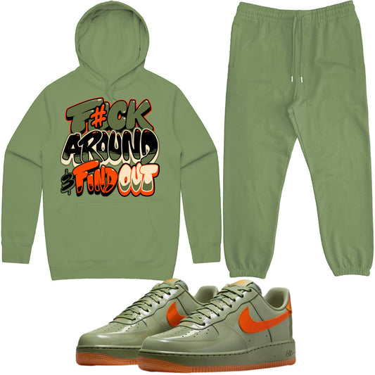 Air Force One Wet Putty Sneaker Outfit - Hoodie & Jogger Sweat Suit - F#ck