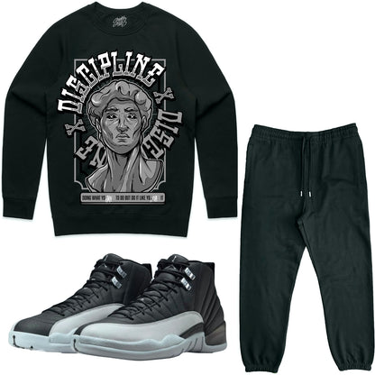 Wolf Grey 12s Sneaker Outfit - Sweater & Jogger Sweat Suit - Discipline