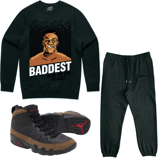 Olive 9s Sneaker Outfit - Sweater & Jogger Sweat Suit - Baddest