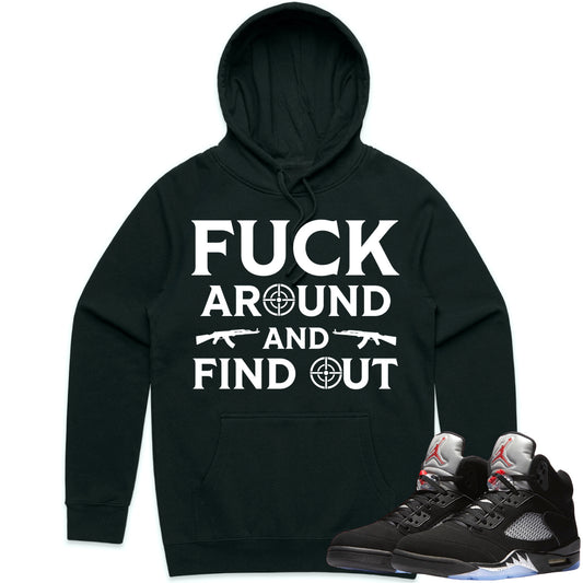 Black Metallic 5s Hoodie to Match - Jordan 5 Sneaker Tees - FAK47