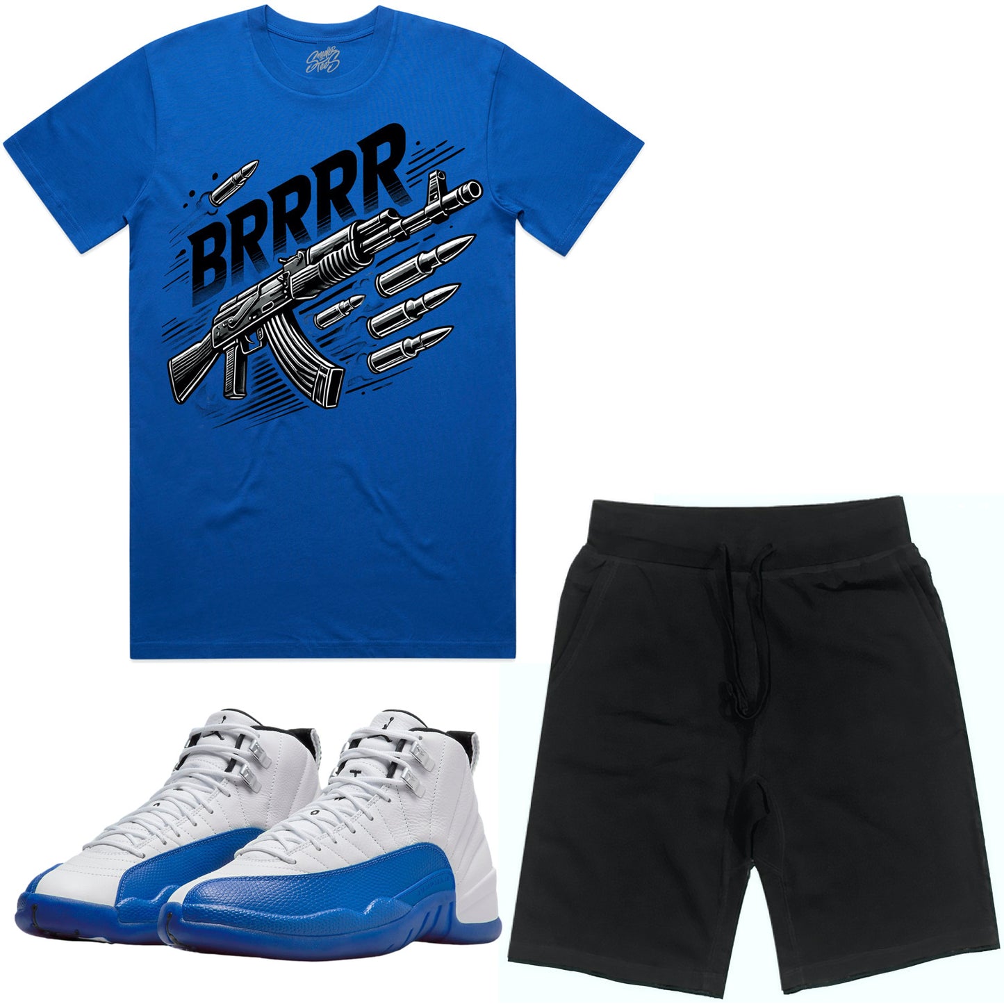 Blueberry 12s Sneaker Outfit - Shirt and Shorts - Brrr