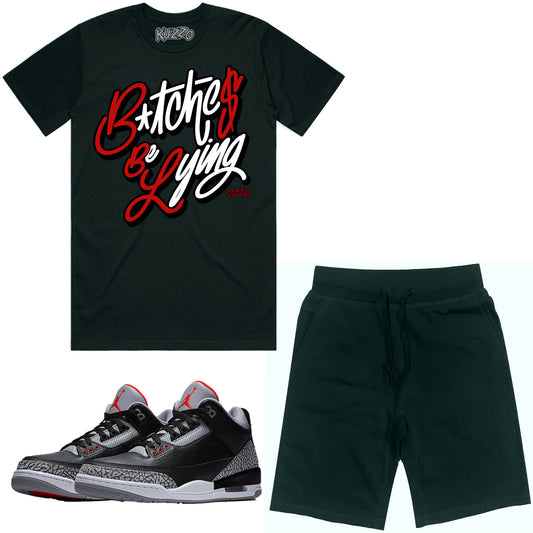 Jordan Black Cement 3s Sneaker Outfit - Shirt and Shorts - BBL