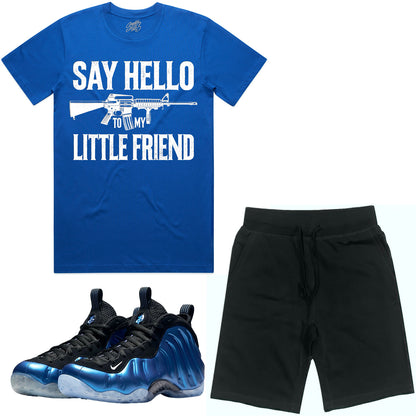 International Blue Royal Foamposites Sneaker Outfit - Shirt and Shorts - Little Friend