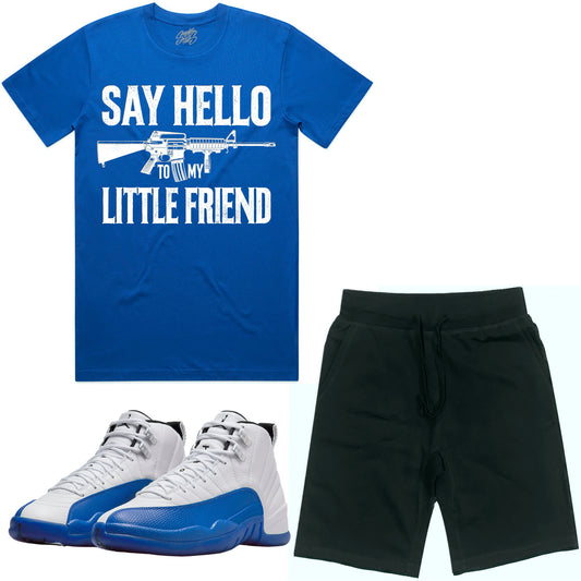 Blueberry 12s Sneaker Outfit - Shirt and Shorts - Little Friend