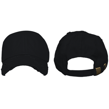 Blank Distressed Dad Hat Baseball Cap - Black