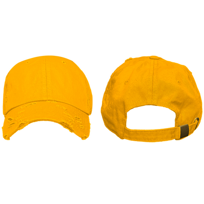 Blank Distressed Dad Hat Baseball Cap - Gold