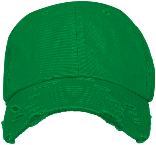 Blank Distressed Dad Hat Baseball Cap - Kelly Green