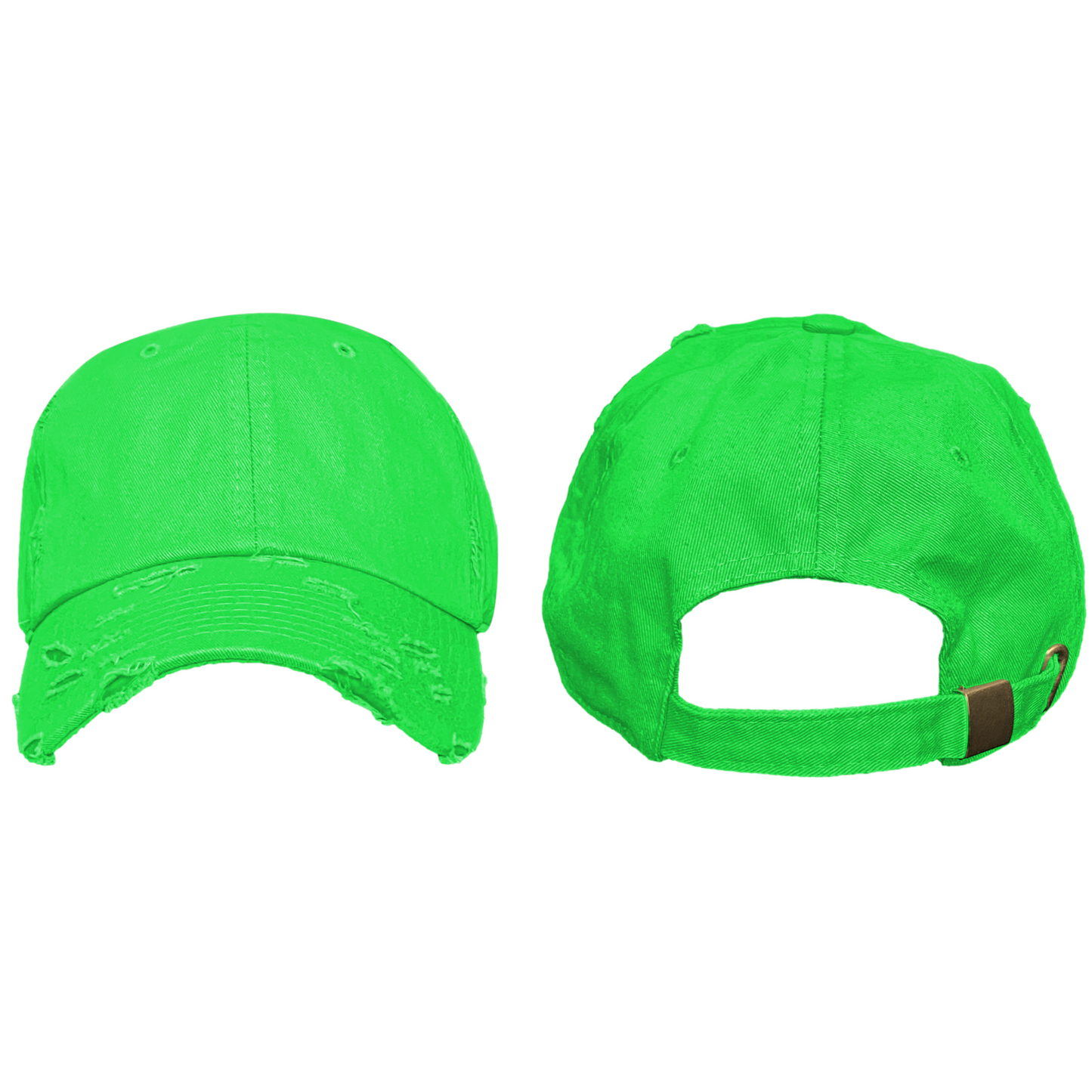 Blank Distressed Dad Hat Baseball Cap - Neon Green