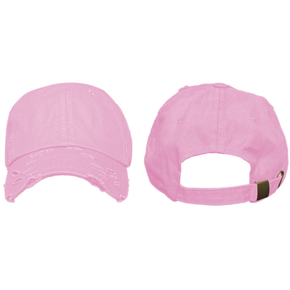 Blank Distressed Dad Hat Baseball Cap - Light Pink