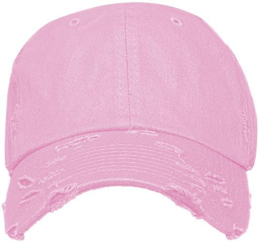 Blank Distressed Dad Hat Baseball Cap - Light Pink