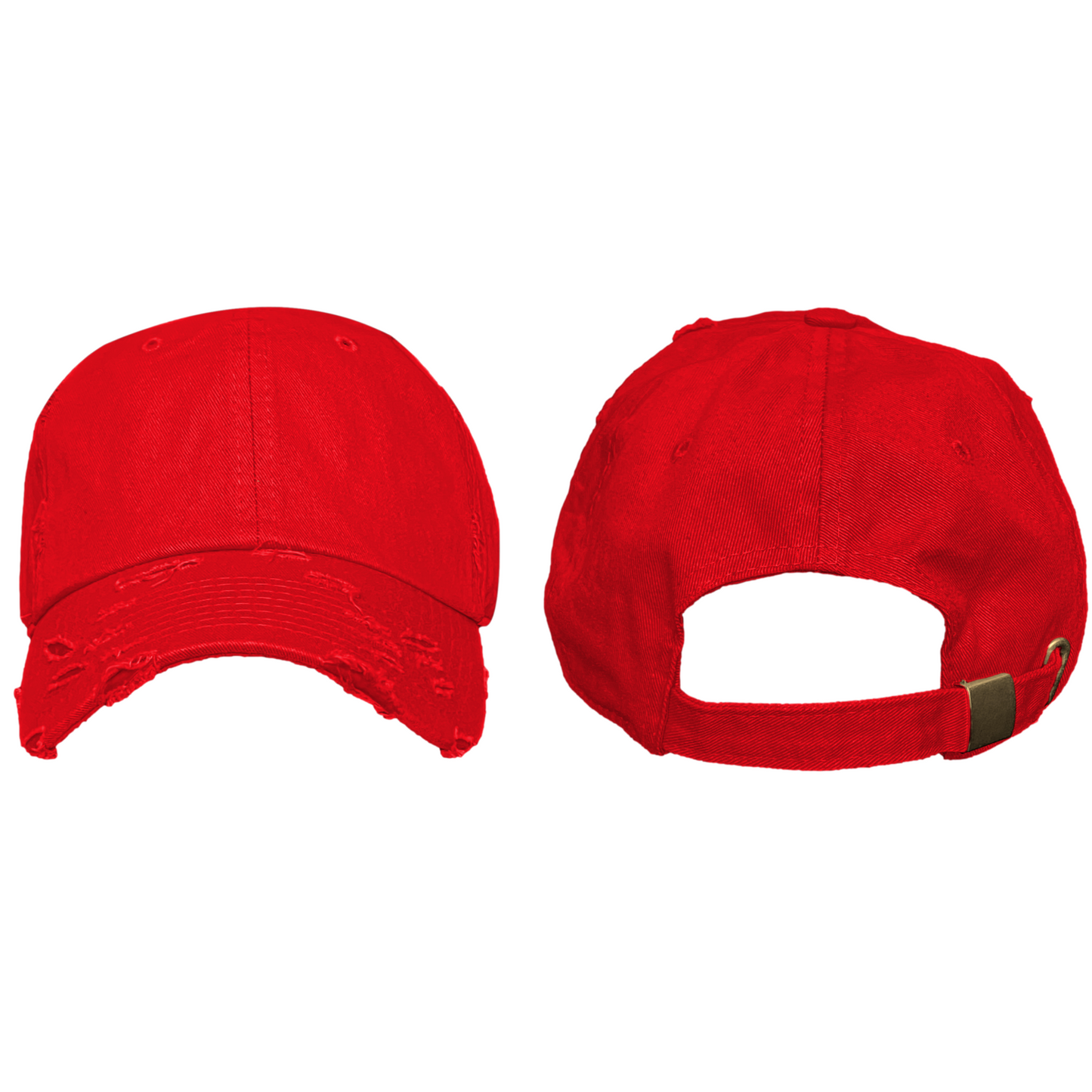 Blank Distressed Dad Hat Baseball Cap - Red