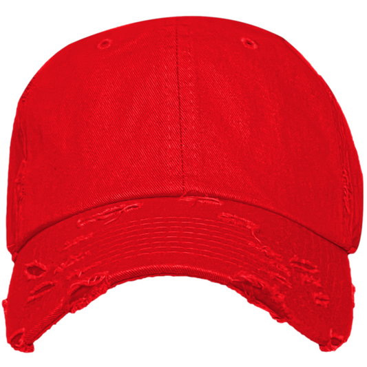 Blank Distressed Dad Hat Baseball Cap - Red