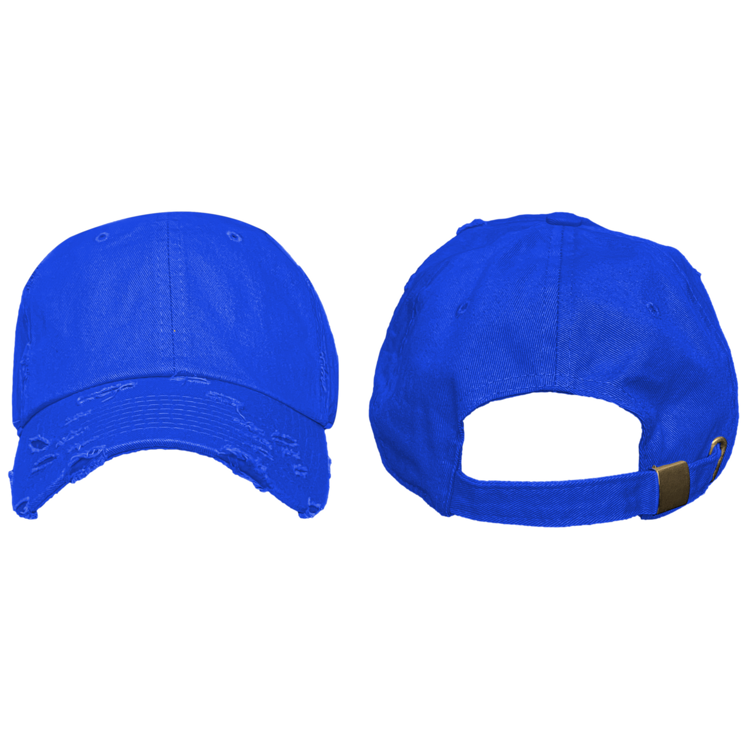 Blank Distressed Dad Hat Baseball Cap - Royal Blue