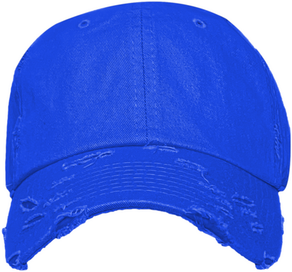 Blank Distressed Dad Hat Baseball Cap - Royal Blue