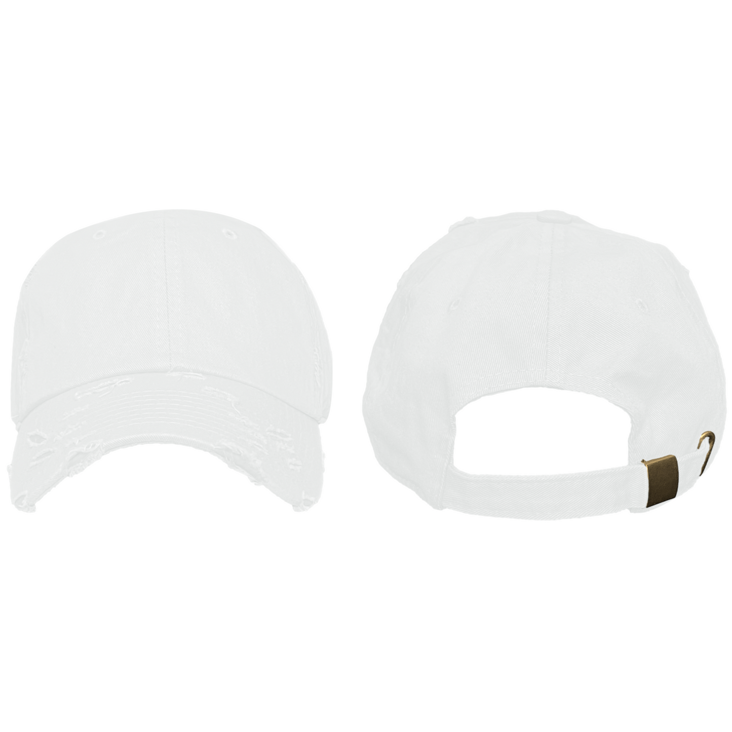 Blank Distressed Dad Hat Baseball Cap - White