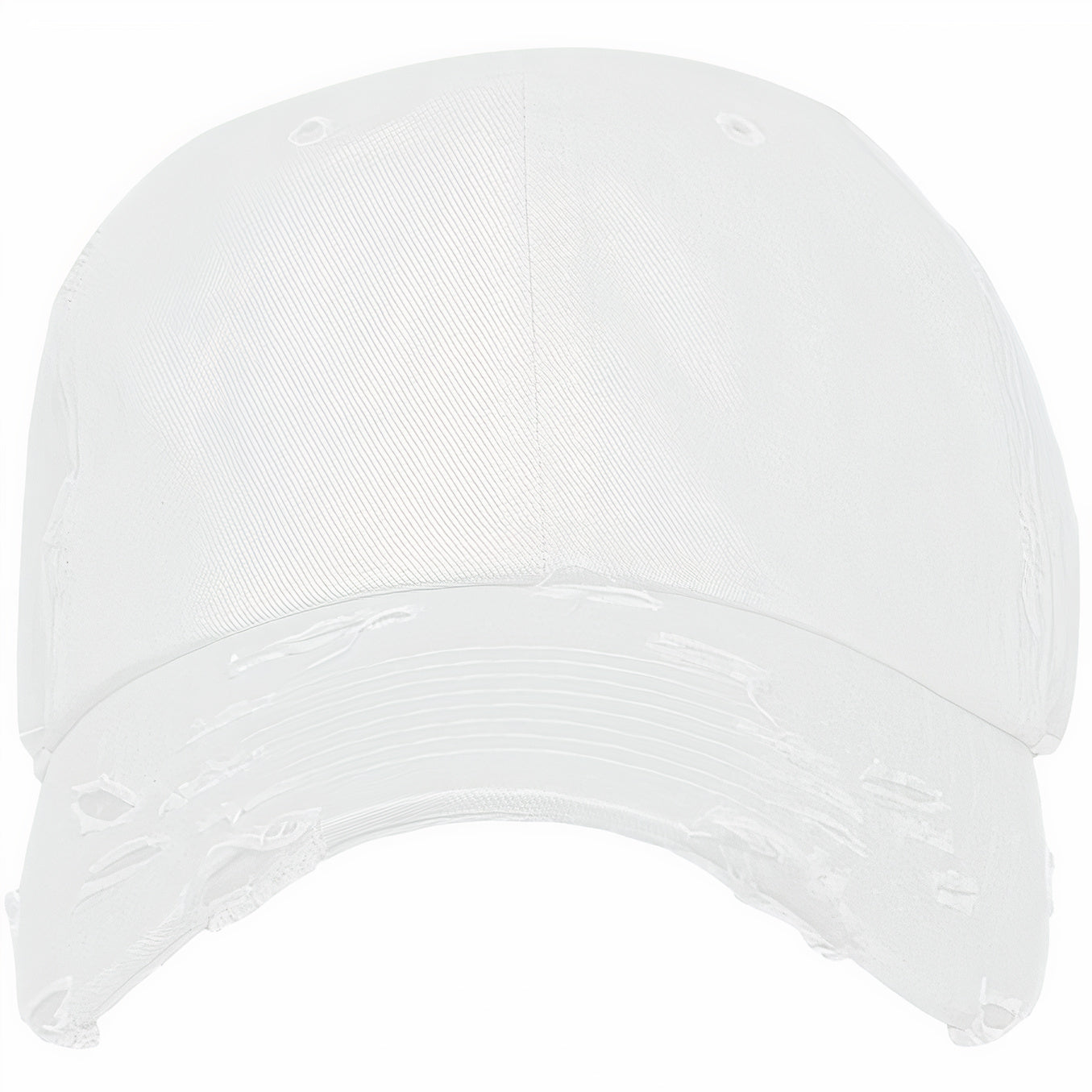 Blank Distressed Dad Hat Baseball Cap - White