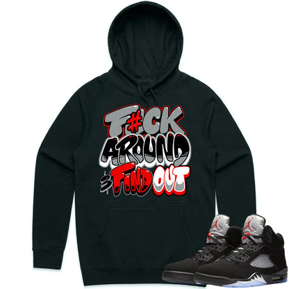 Black Metallic 5s Hoodie to Match - Jordan 5 Sneaker Tees - F#ck