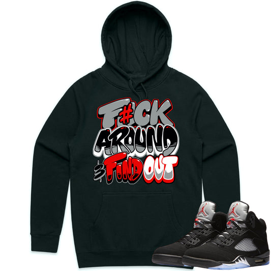 Black Metallic 5s Hoodie to Match - Jordan 5 Sneaker Tees - F#ck