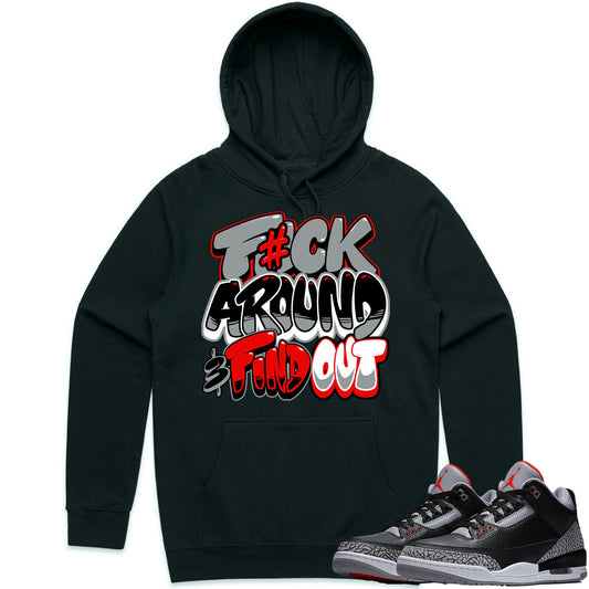 Black Cement 3s Hoodie to Match - Jordan 3 Sneaker Tees - Red F#ck