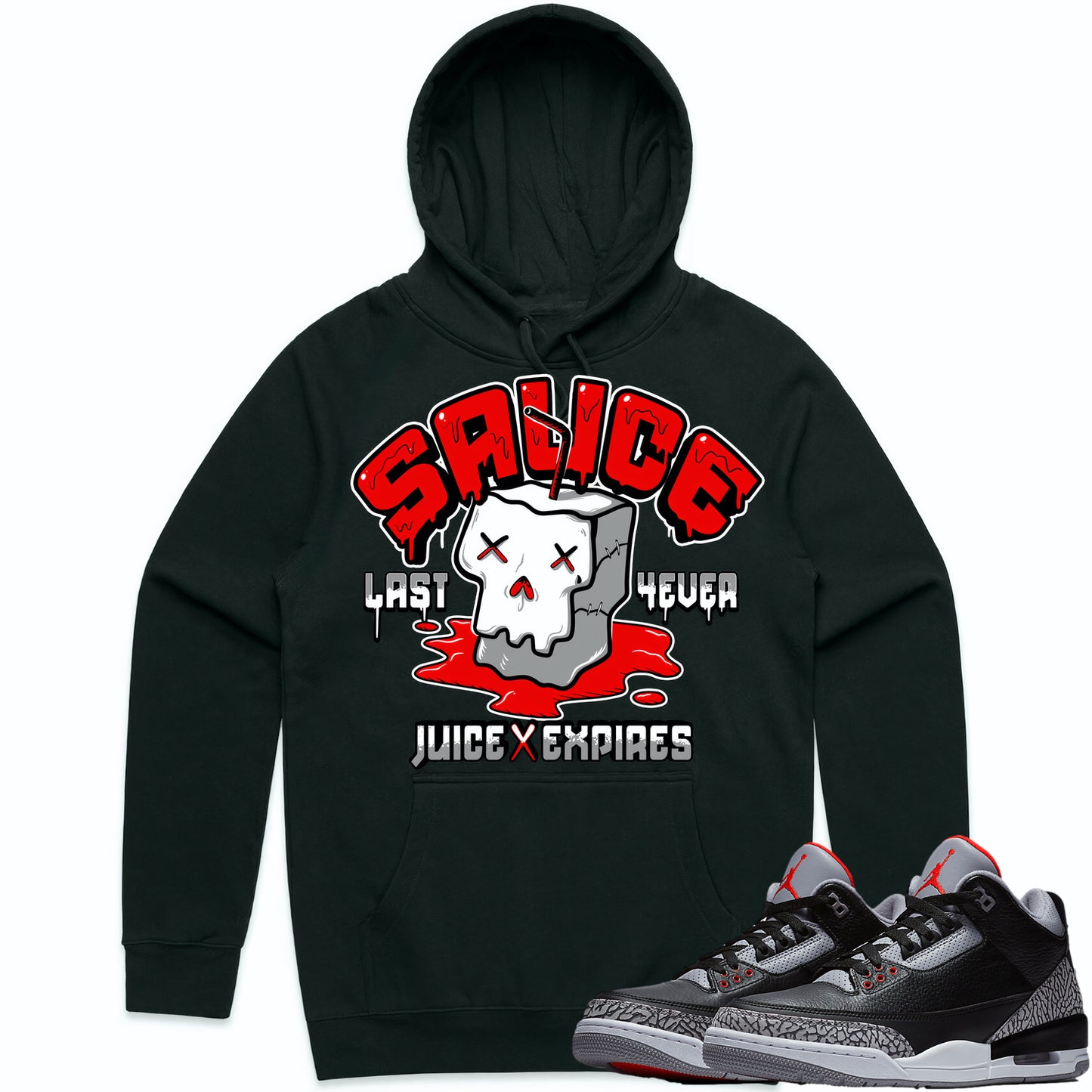 Black Cement 3s Hoodie to Match - Jordan 3 Sneaker Tees - Sauce