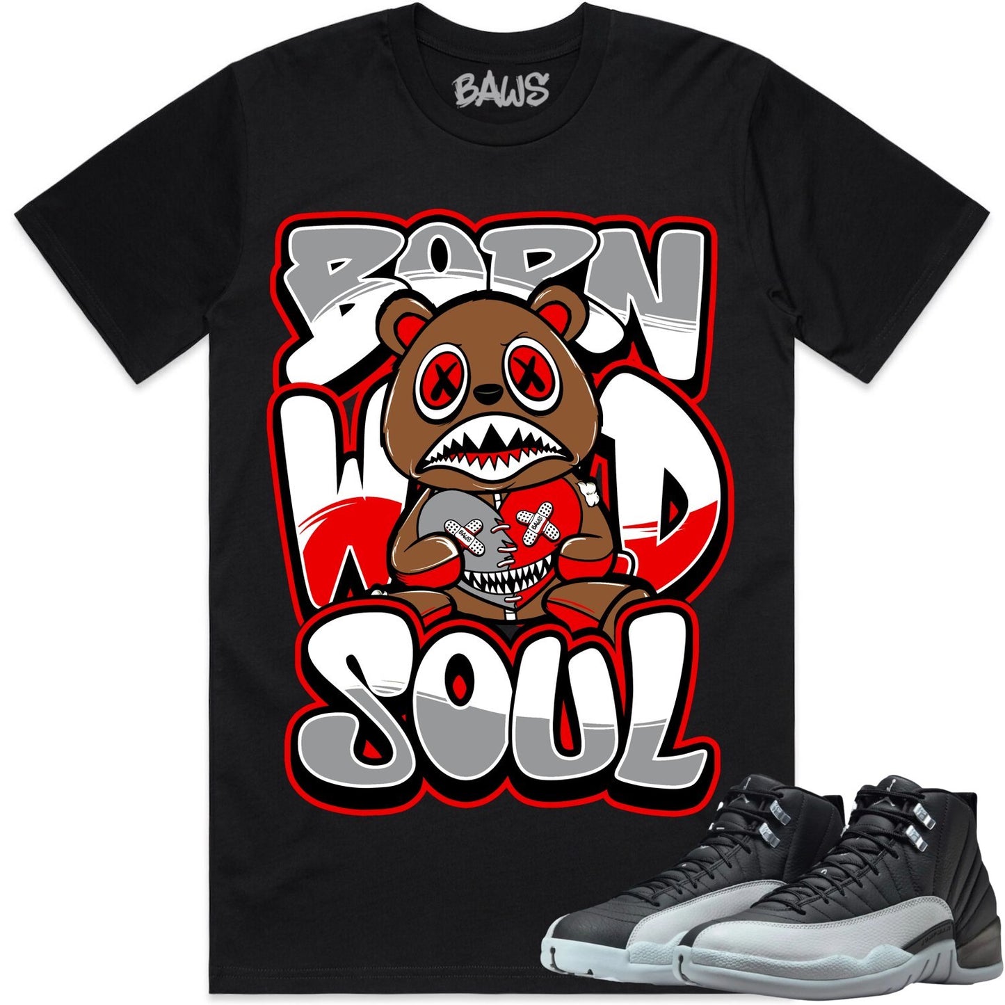 Wolf Grey 12s Shirt to Match - Jordan 12 Matching Sneaker Tees - Born Wild Baws