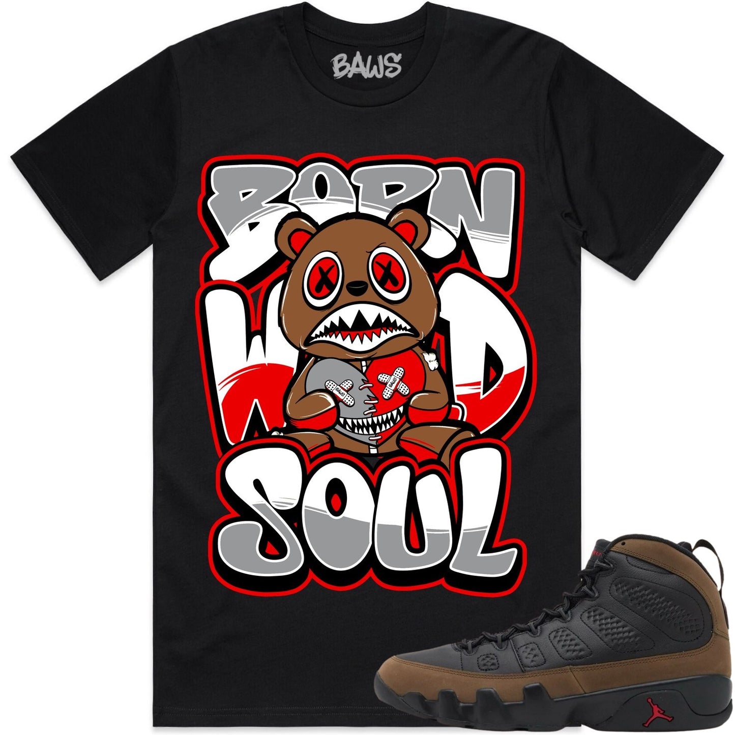 Olive 9s Shirt to Match - Jordan 9 Sneaker Tees - Born Wild Baws