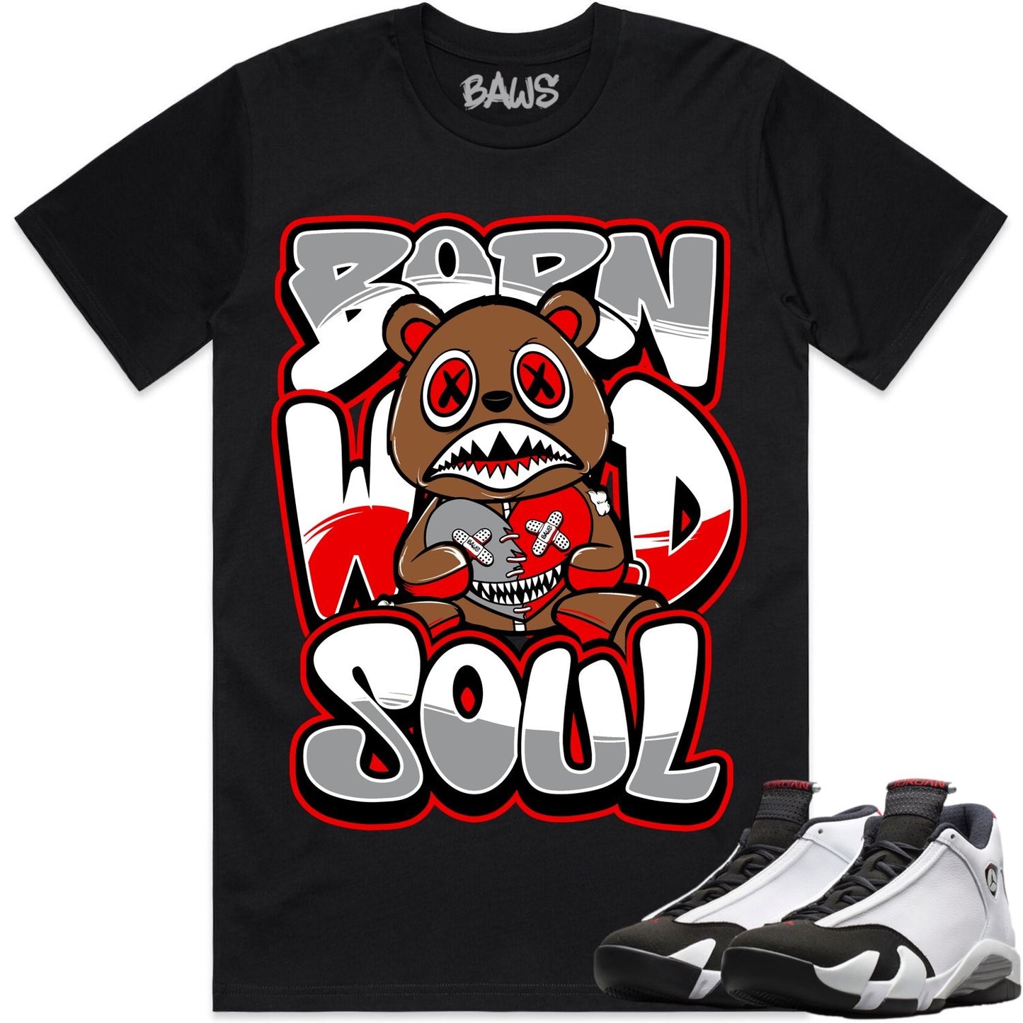 Black Toe 14s Shirt to Match - Jordan 14 Sneaker Tees - Born Wild Baws