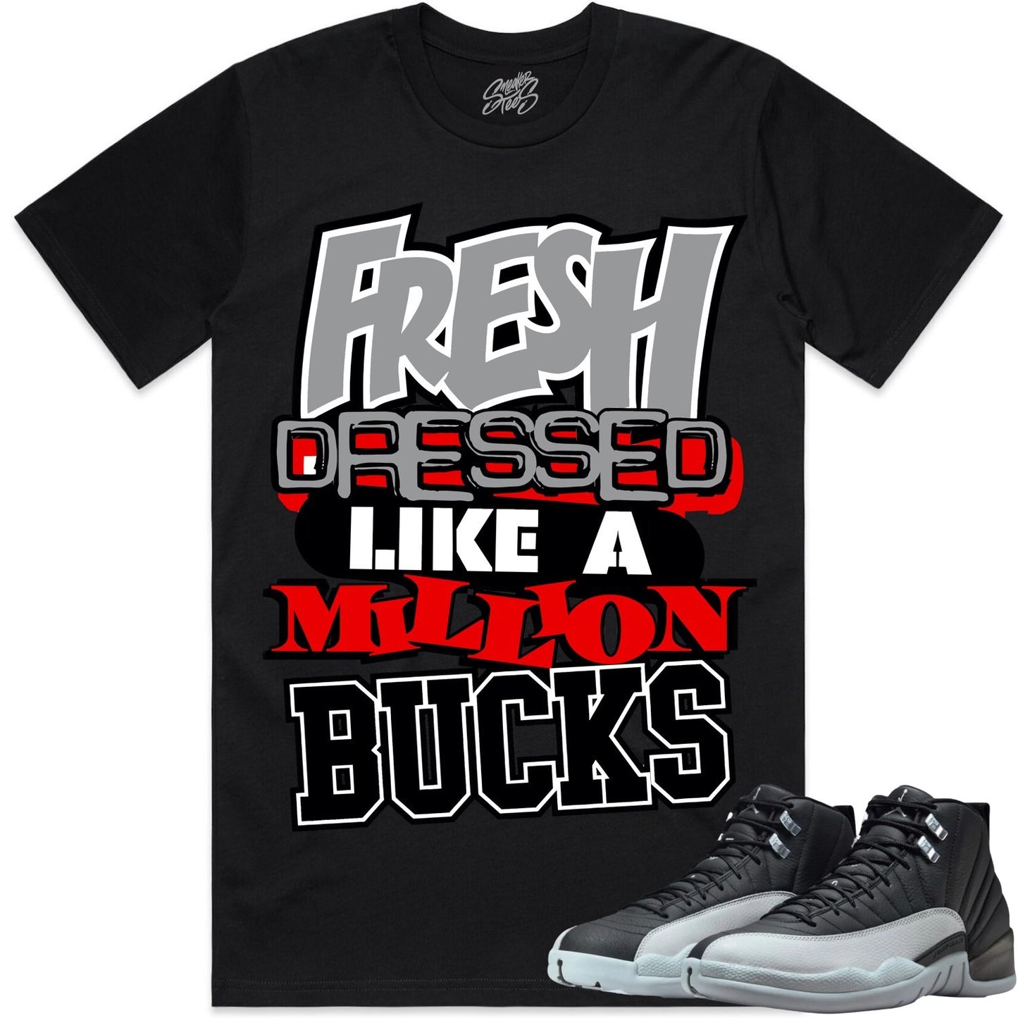 Wolf Grey 12s Shirt to Match - Jordan 12 Matching Sneaker Tees - Million Bucks