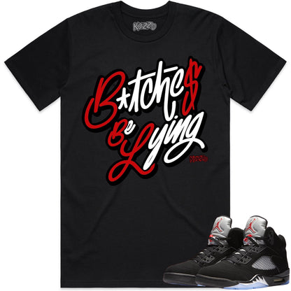 Black Metallic 5s Shirt to Match - Jordan 5 Sneaker Tees - BBL