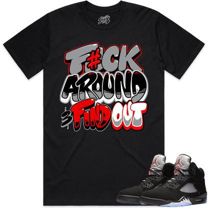 Black Metallic 5s Shirt to Match - Jordan 5 Sneaker Tees - F#ck