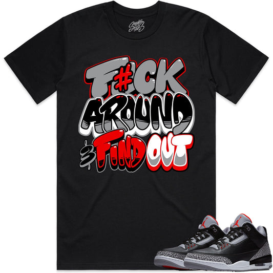 Black Cement 3s Shirt to Match - Jordan 3 Sneaker Tees - Red F#ck